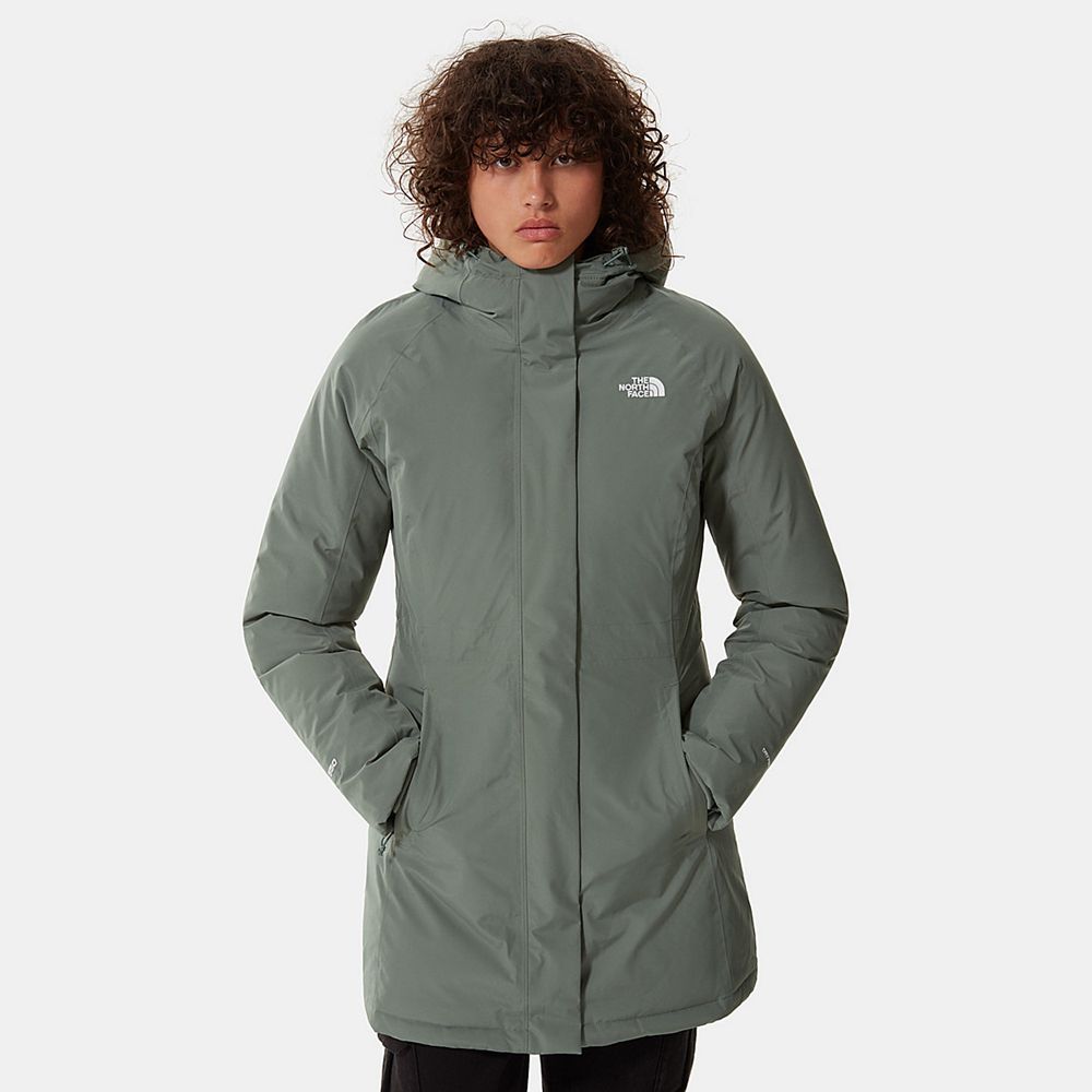 The North Face Waterproof Jackets Womens Australia - The North Face Brooklyn Parka Green Dryvent (YS